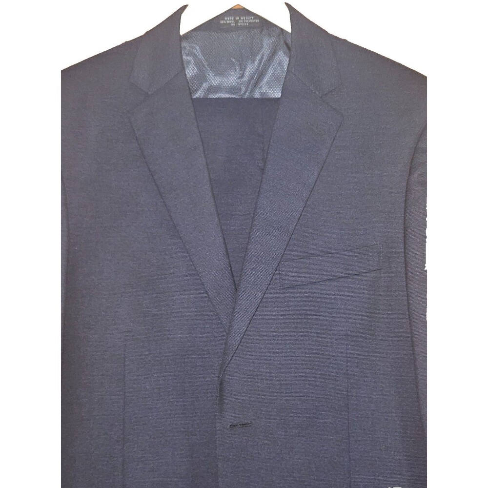 *Excellent* JONES NEW YORK 'City' Navy Wool Blend Flat Front Suit 40R
